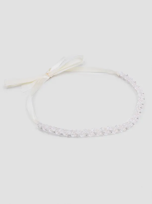 Diamante Beaded Hairpiece in Cream sold by Chi Chi London