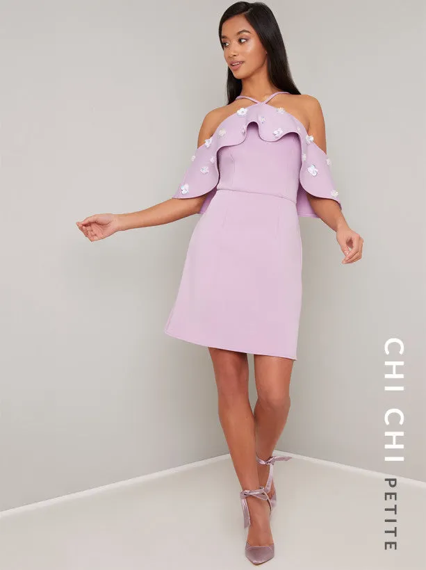 Petite Bardot Frill Mini Dress in Purple sold by Chi Chi London product image thumbnail 2