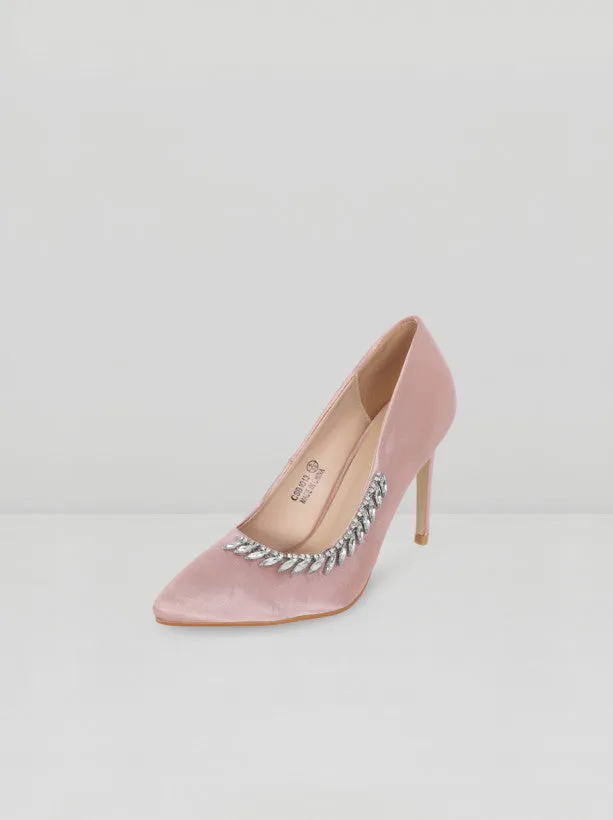 High Heel Diamante Satin Court Show in Pink sold by Chi Chi London product image thumbnail 2