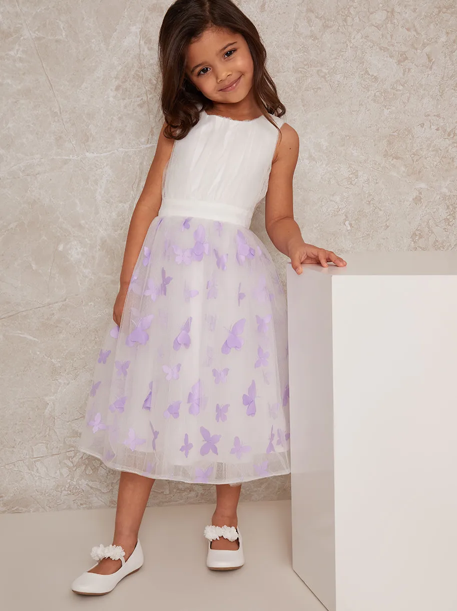Girls 3D Tulle Dress in White sold by Chi Chi London product image thumbnail 2