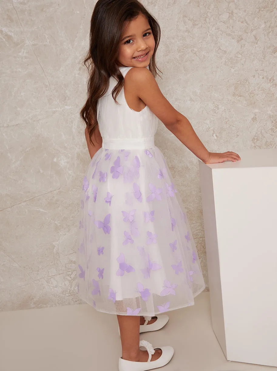 Girls 3D Tulle Dress in White sold by Chi Chi London product image thumbnail 3