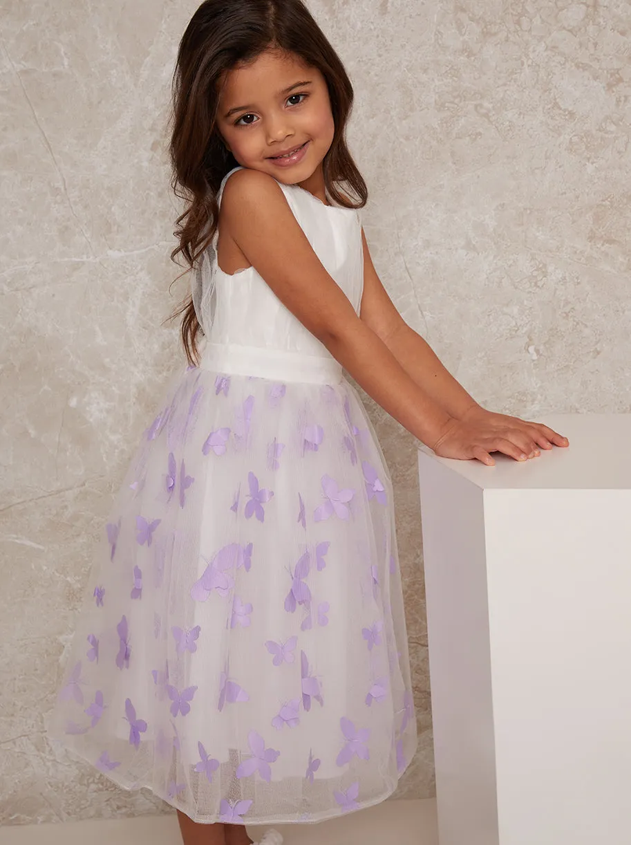 Girls 3D Tulle Dress in White sold by Chi Chi London product image thumbnail 4