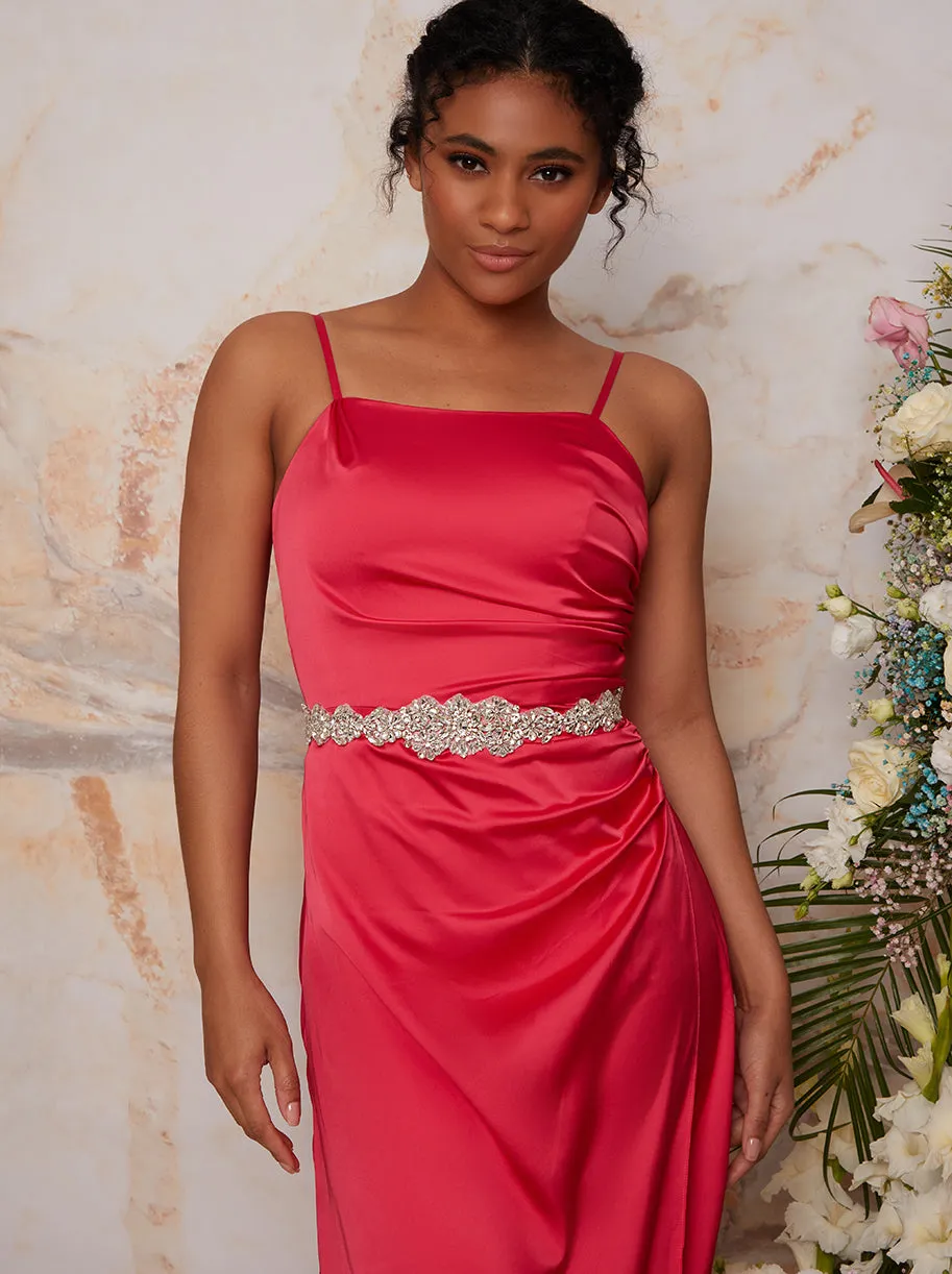 Embellished Satin Ribbon Belt in Fuschia sold by Chi Chi London product image thumbnail 2