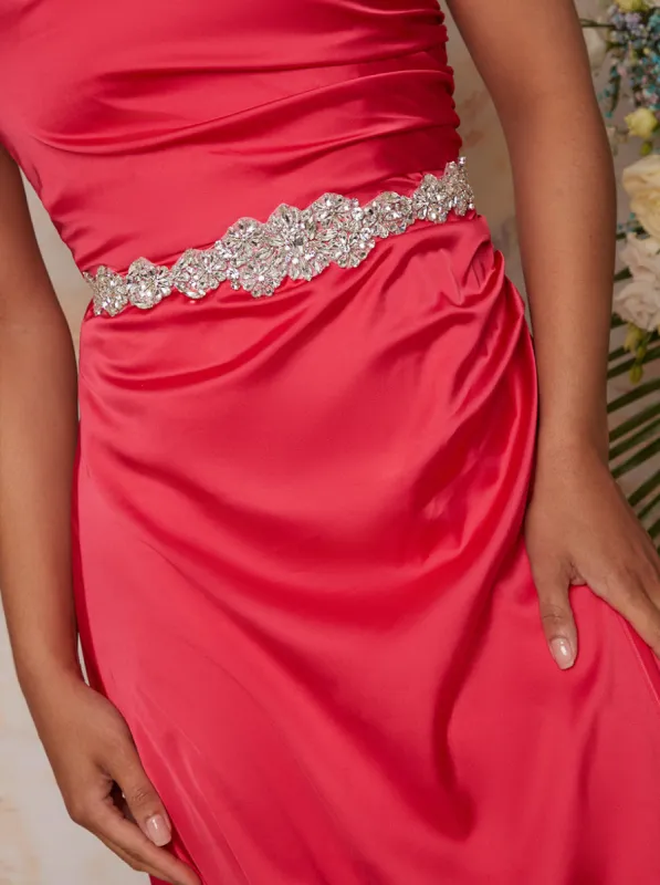 Embellished Satin Ribbon Belt in Fuschia sold by Chi Chi London