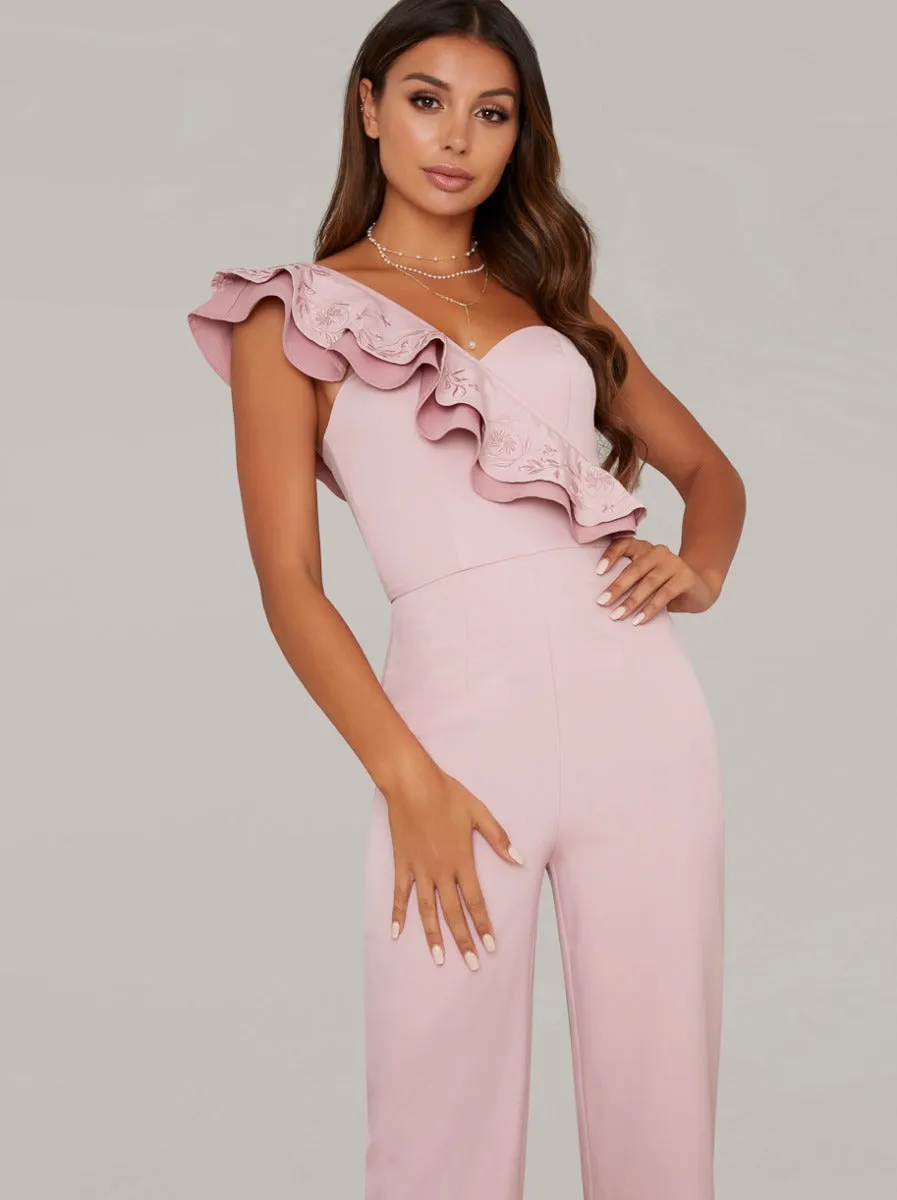 Ruffle Detail Wide Leg Jumpsuit in Pink sold by Chi Chi London product image thumbnail 2