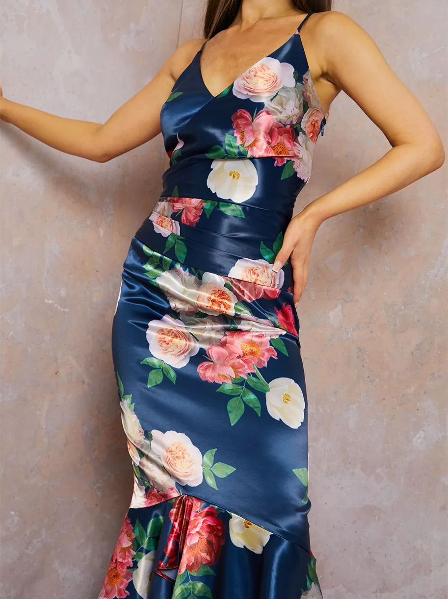 Sleeveless Floral Print Midi Dress in Navy sold by Chi Chi London product image thumbnail 2