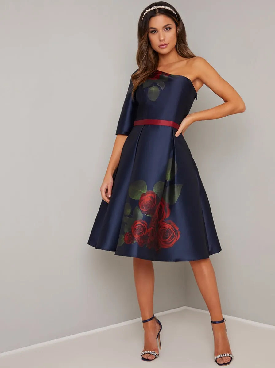 Floral Print Midi Dress in Blue sold by Chi Chi London