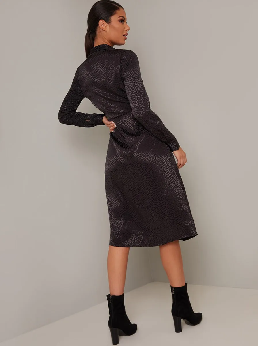 Wrap Style Long Sleeved Midi Dress in Black sold by Chi Chi London product image thumbnail 4