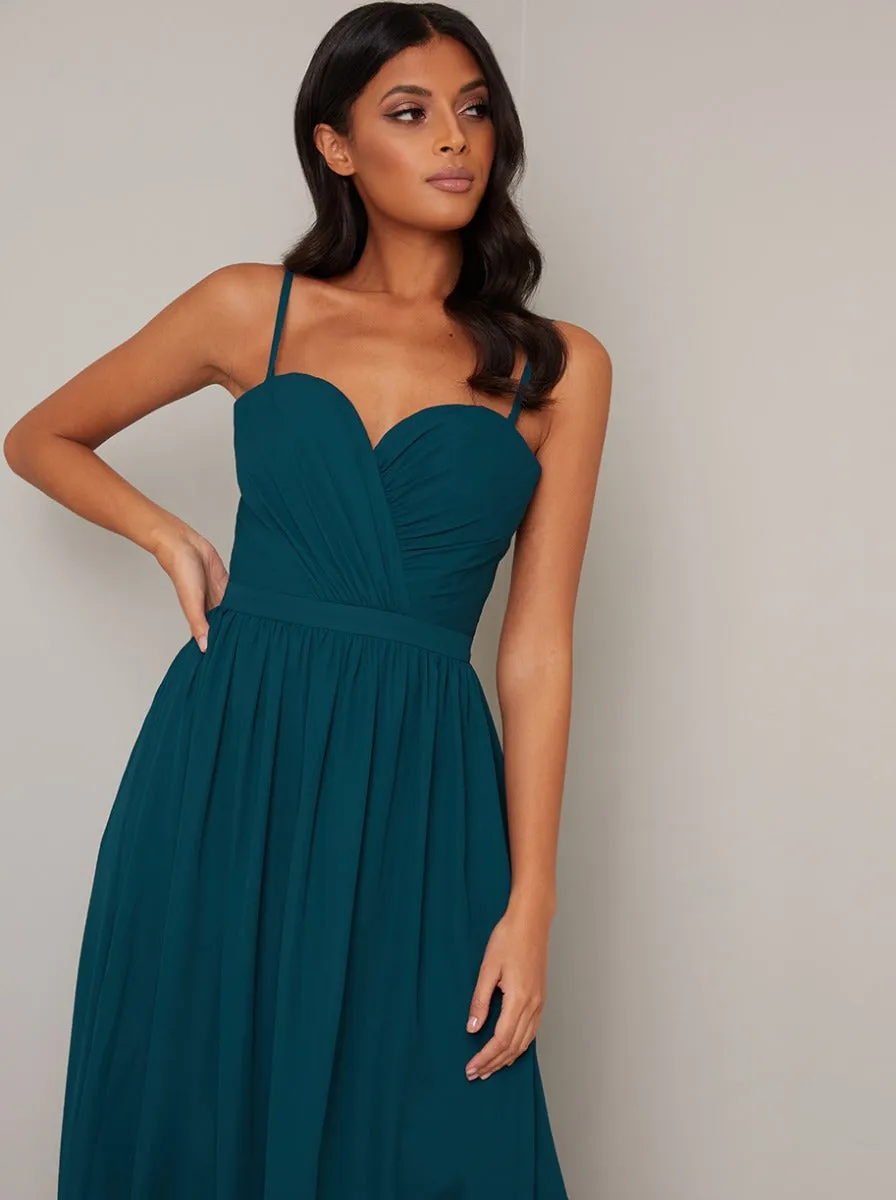 Maxi Bridesmaid Dress with Wrap Style in Green sold by Chi Chi London product image thumbnail 4