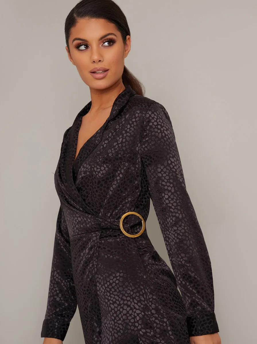 Wrap Style Long Sleeved Midi Dress in Black sold by Chi Chi London product image thumbnail 2