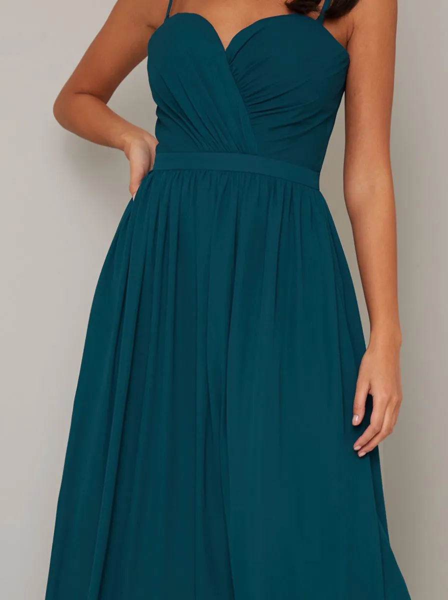 Maxi Bridesmaid Dress with Wrap Style in Green sold by Chi Chi London product image thumbnail 2