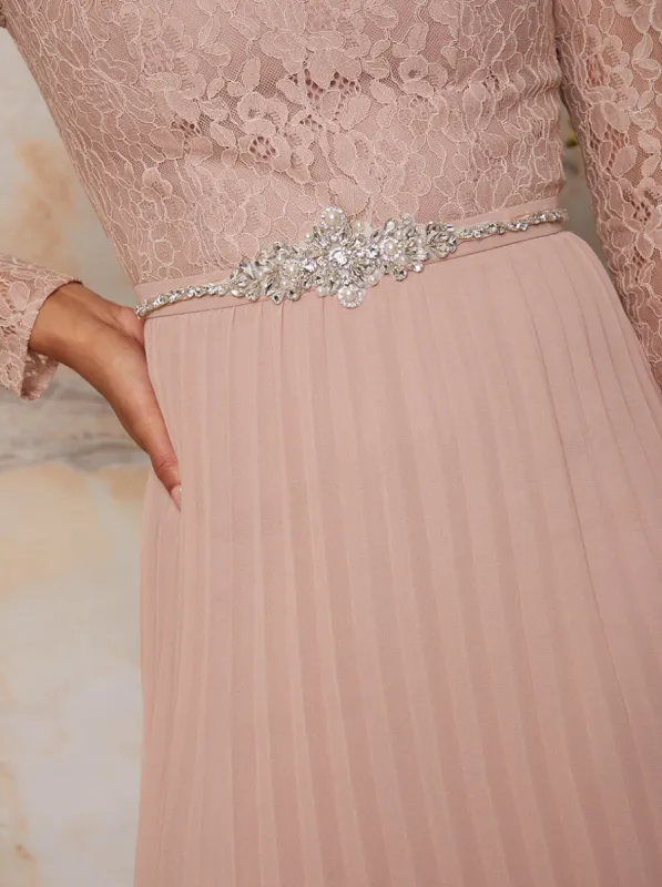 Embellished Satin Ribbon Belt in Champagne sold by Chi Chi London