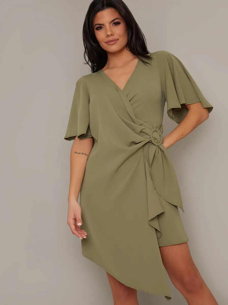 Angel Sleeved Wrap Dress in Green sold by Chi Chi London product image thumbnail 2