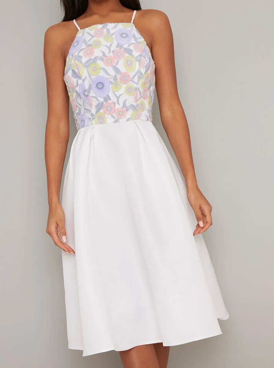 Lace Bodice Strappy Midi Dress in White sold by Chi Chi London product image thumbnail 3