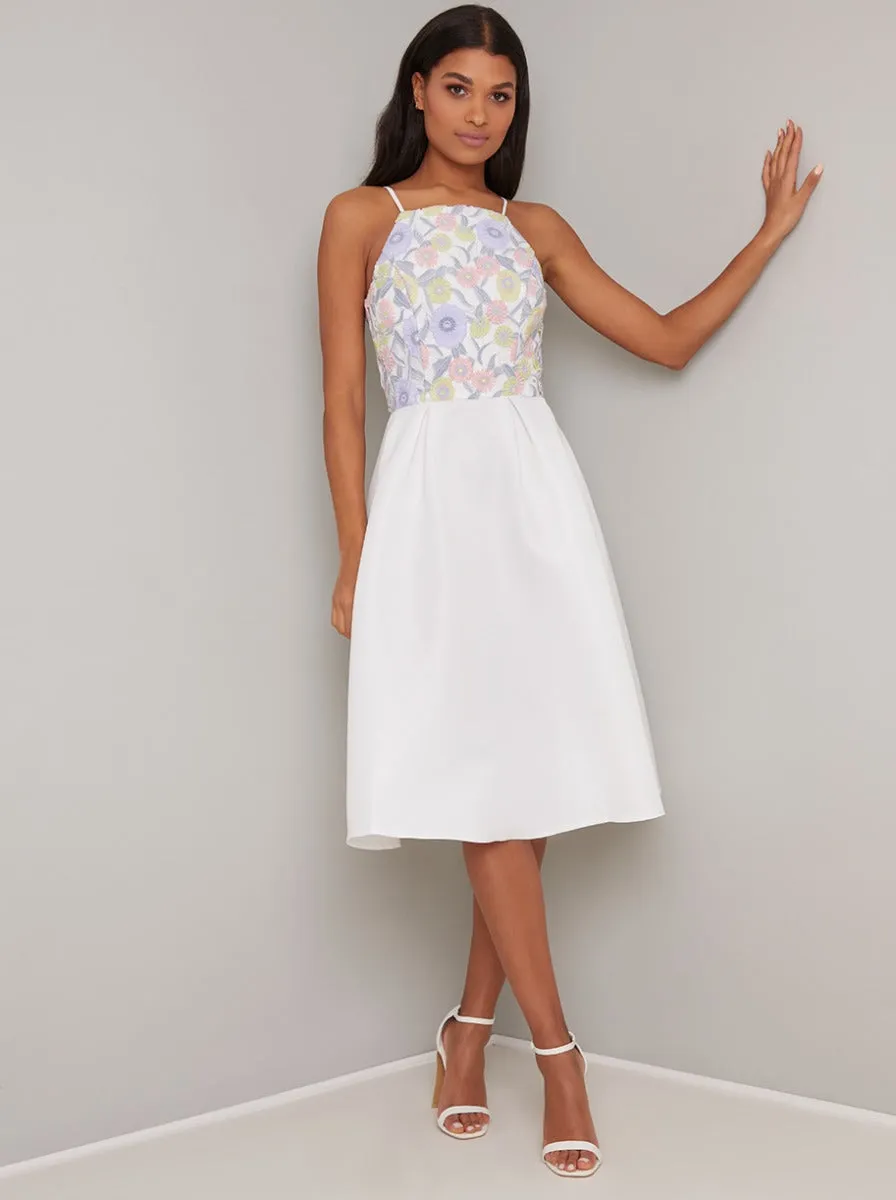 Lace Bodice Strappy Midi Dress in White sold by Chi Chi London product image thumbnail 2