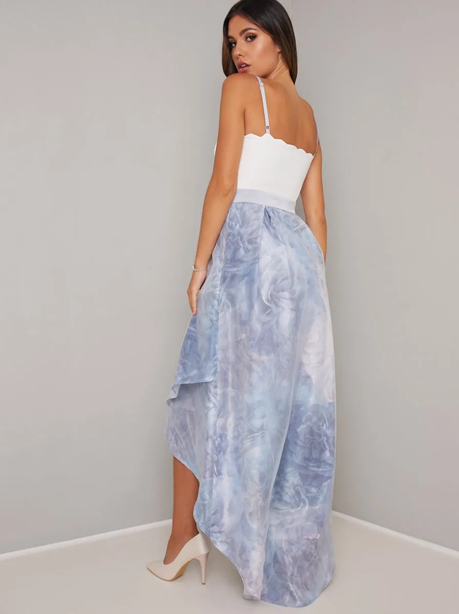 Floral Print Dip Hem Midi Dress in Blue sold by Chi Chi London product image thumbnail 4