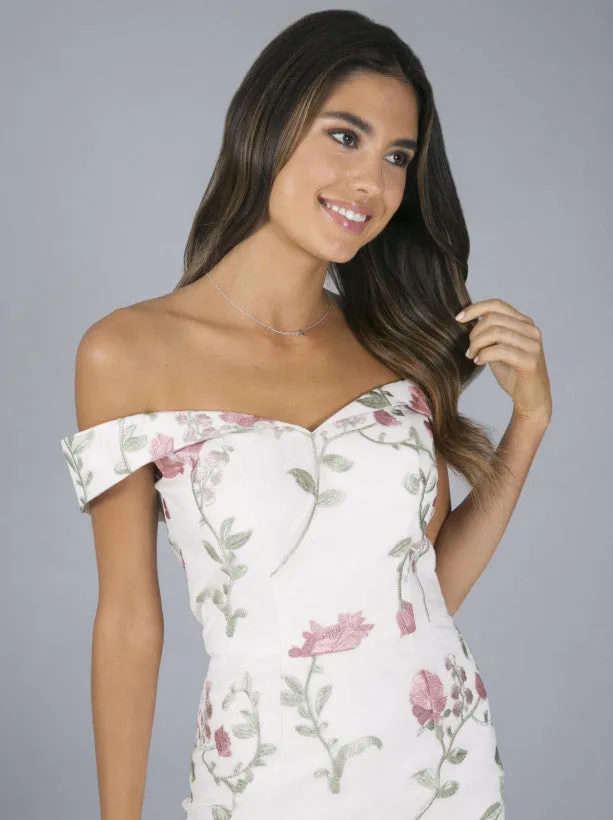 Floral Print Bardot Fishtail Maxi Dress in Pink sold by Chi Chi London product image thumbnail 2