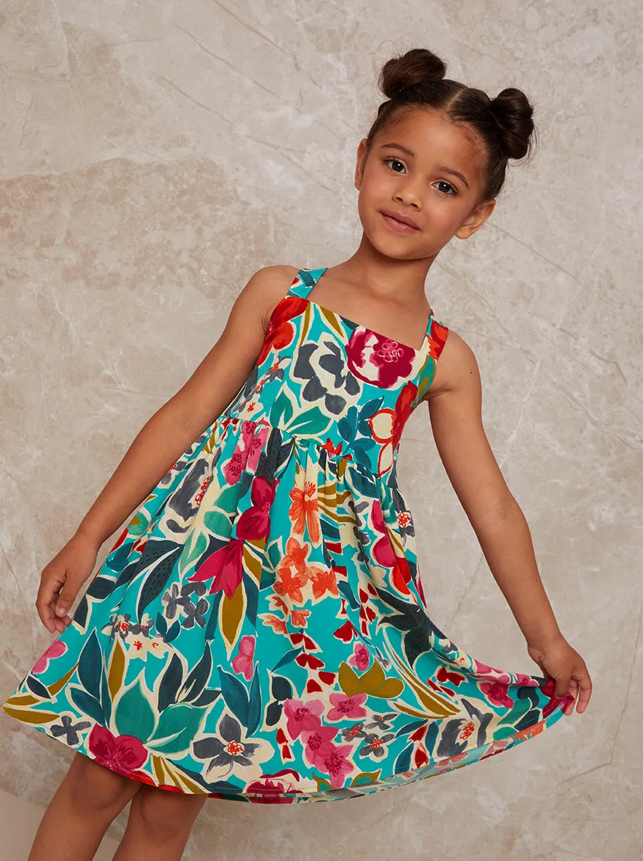 Girls Sleeveless Floral Print Day Dress in Multi sold by Chi Chi London product image thumbnail 4
