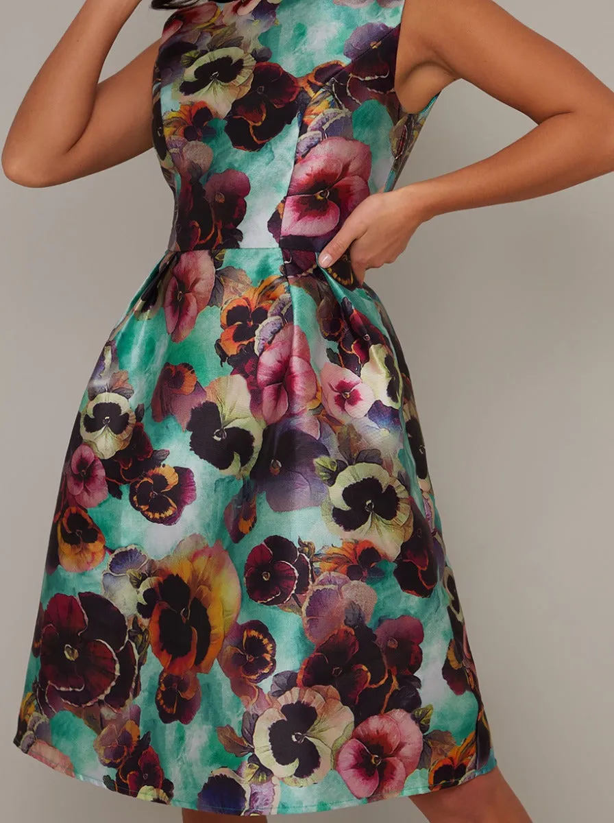 Petite Floral Print Midi Dress in Green sold by Chi Chi London product image thumbnail 3