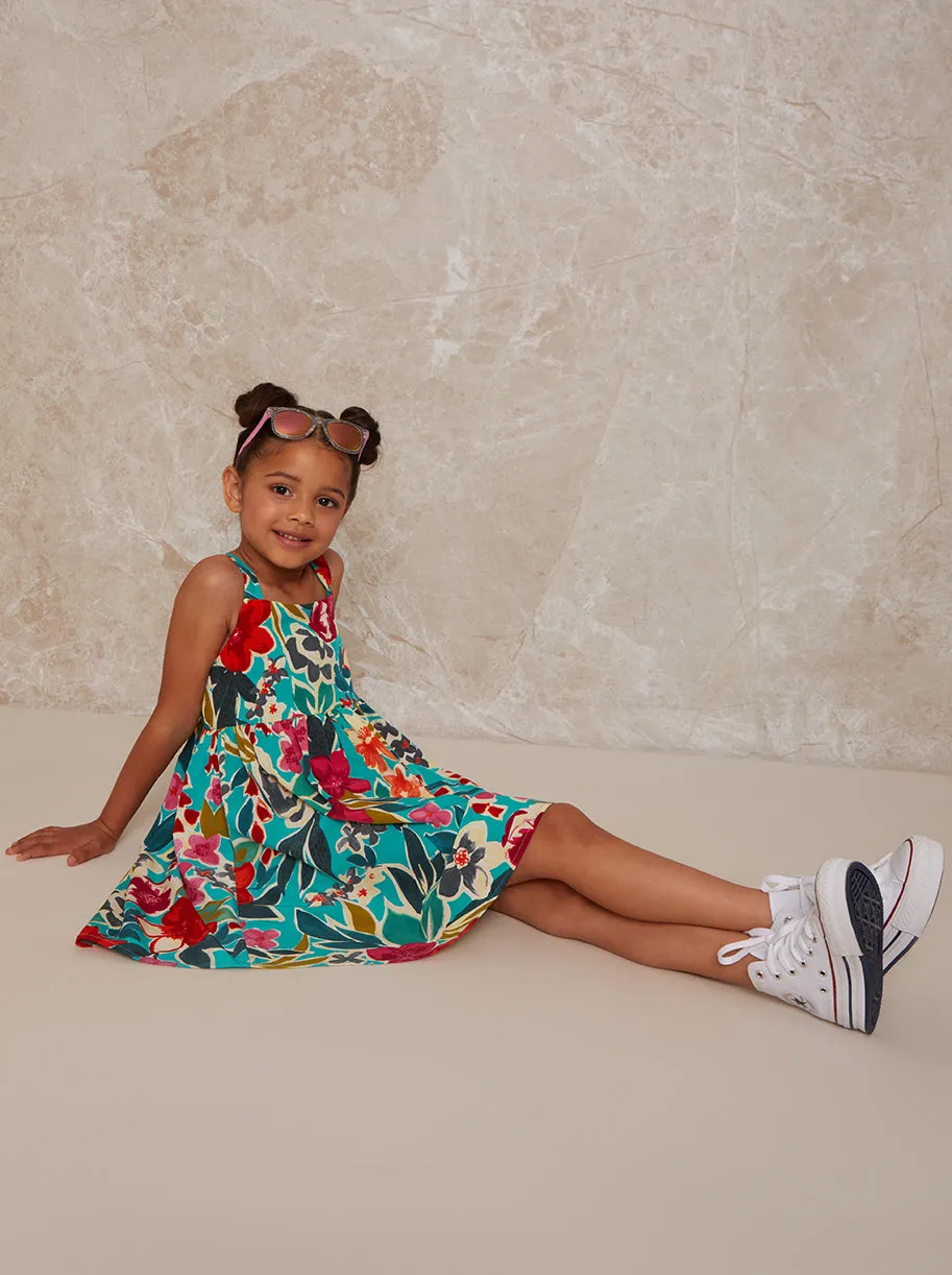 Girls Sleeveless Floral Print Day Dress in Multi sold by Chi Chi London product image thumbnail 2