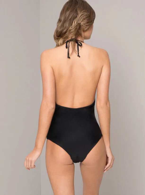 Floral Embroidered Halter Swimsuit in Black sold by Chi Chi London product image thumbnail 5