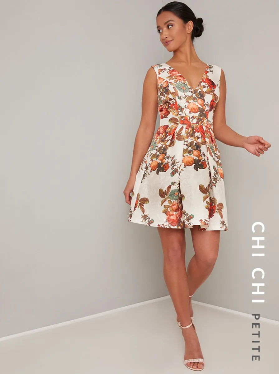 Petite Sleeveless Floral Print Mini Dress in Cream sold by Chi Chi London product image thumbnail 2
