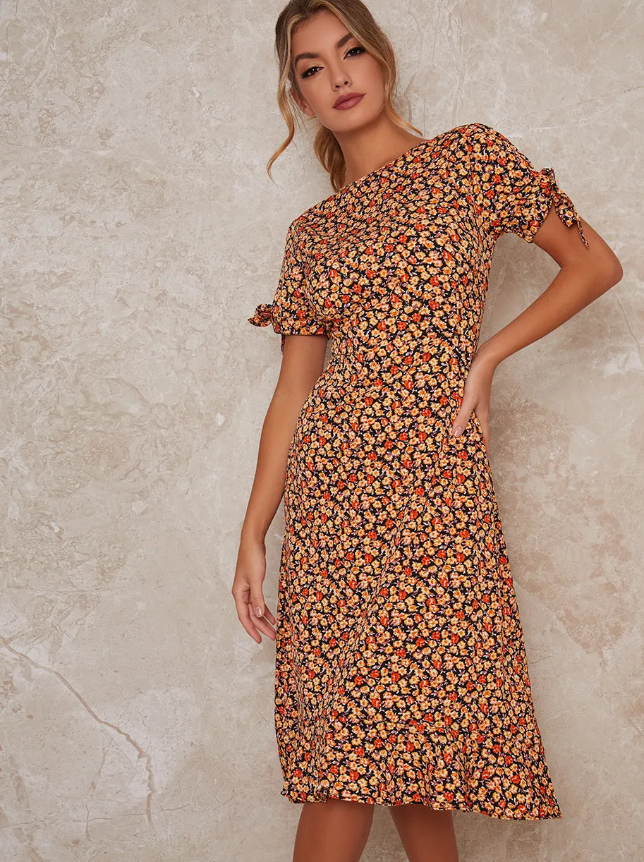 Printed Short Sleeve Midi Day Dress in Multi sold by Chi Chi London product image thumbnail 2