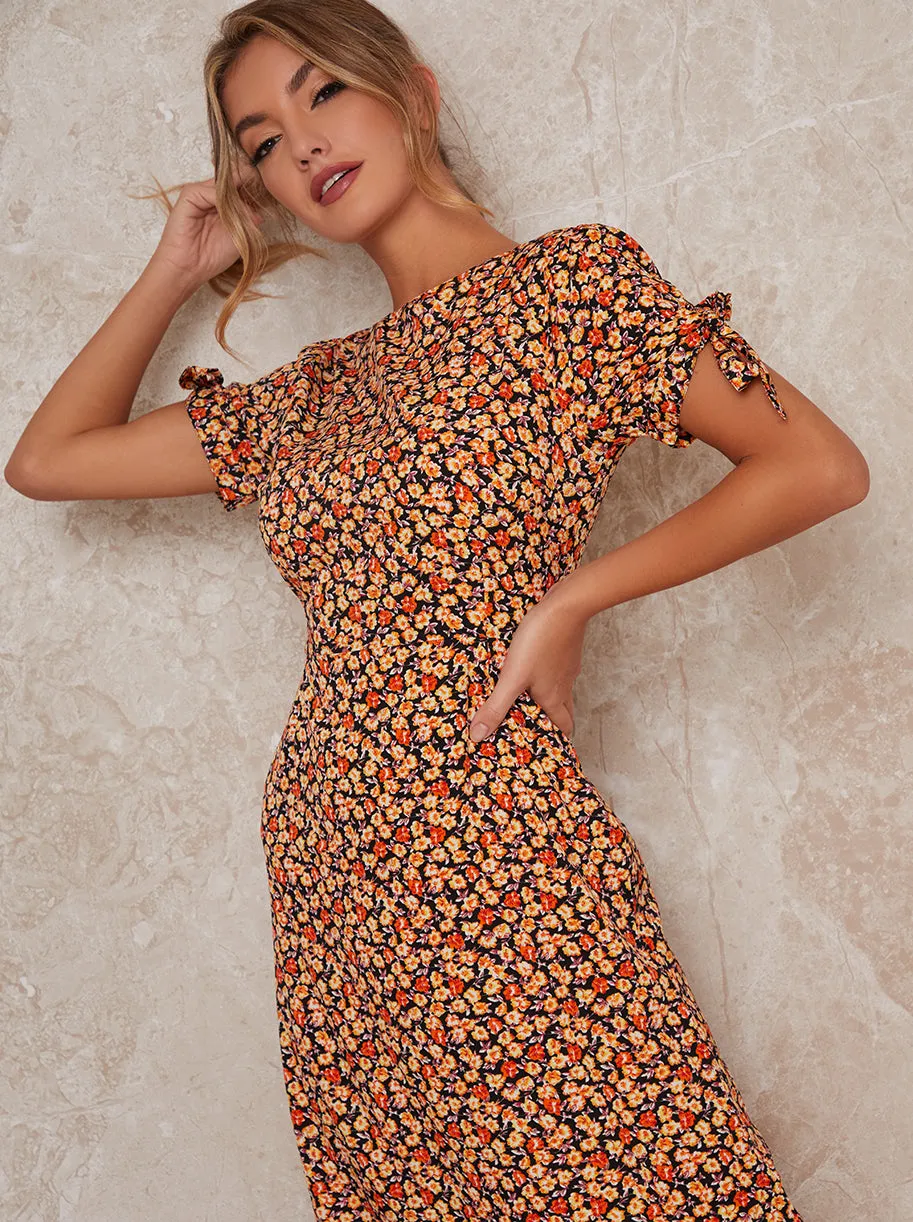 Printed Short Sleeve Midi Day Dress in Multi sold by Chi Chi London product image thumbnail 3