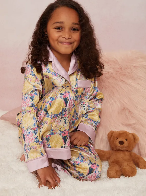 Girls Floral Pyjama Set in Yellow sold by Chi Chi London
