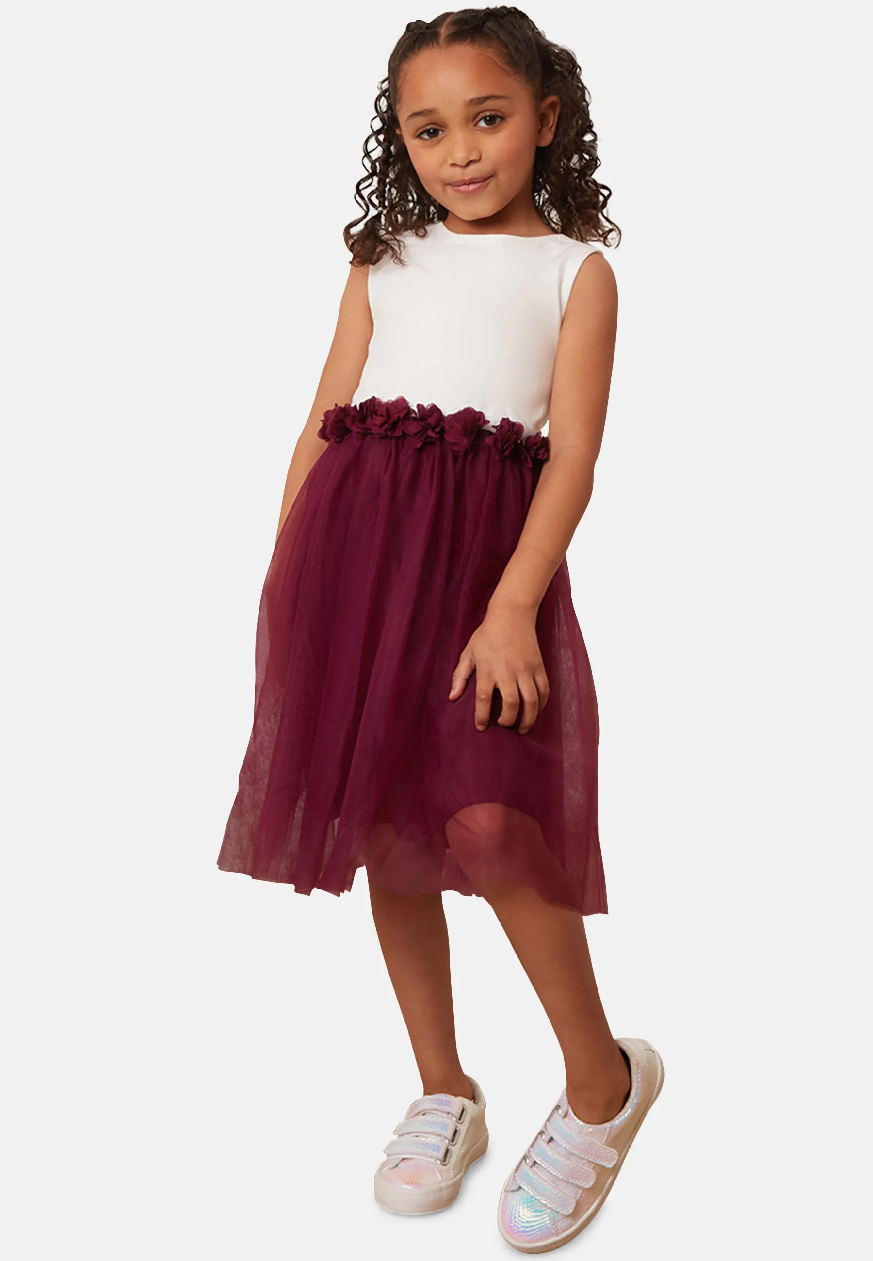 Girls Contrast 3D Floral Tutu Dress in Purple sold by Chi Chi London product image thumbnail 5