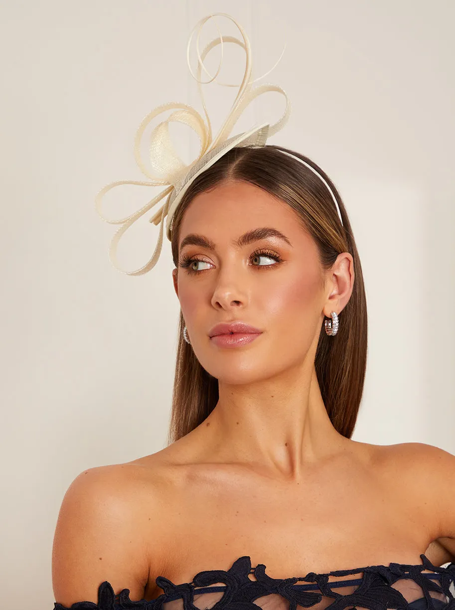Ruched Sinamay Bow Detail Fascinator in Cream sold by Chi Chi London product image thumbnail 3
