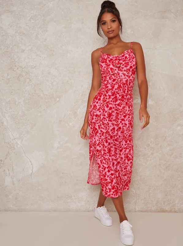 Floral Print Tie Cami Midi Dress sold by Chi Chi London