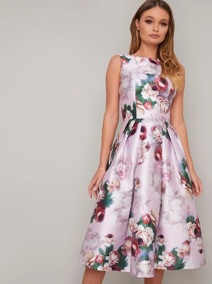Floral Print Midi Dress in Pink sold by Chi Chi London product image thumbnail 3