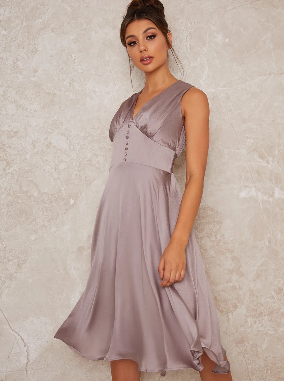 Satin Finish Sleeveless Midi Dress in Purple sold by Chi Chi London product image thumbnail 3