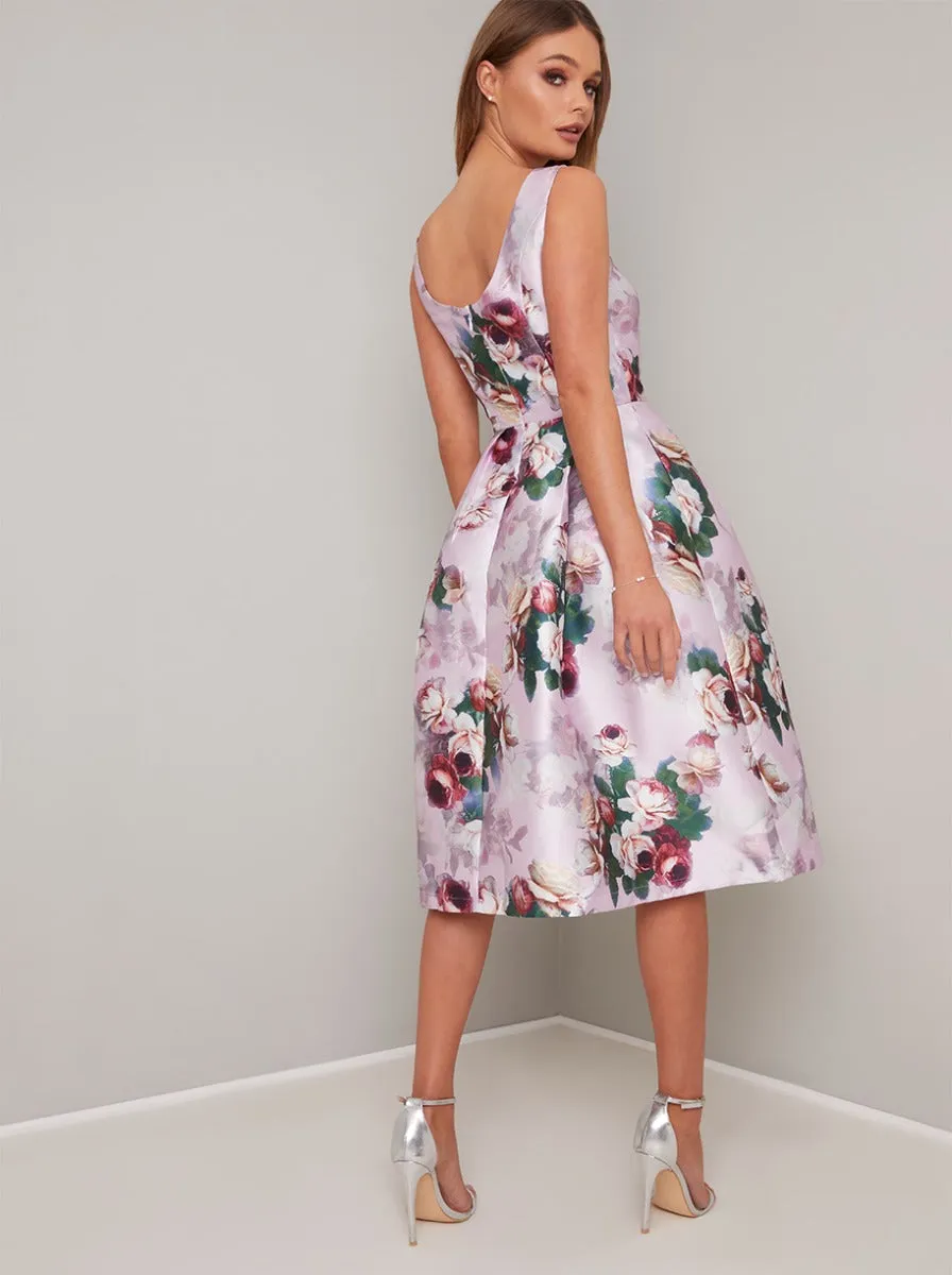 Floral Print Midi Dress in Pink sold by Chi Chi London product image thumbnail 4