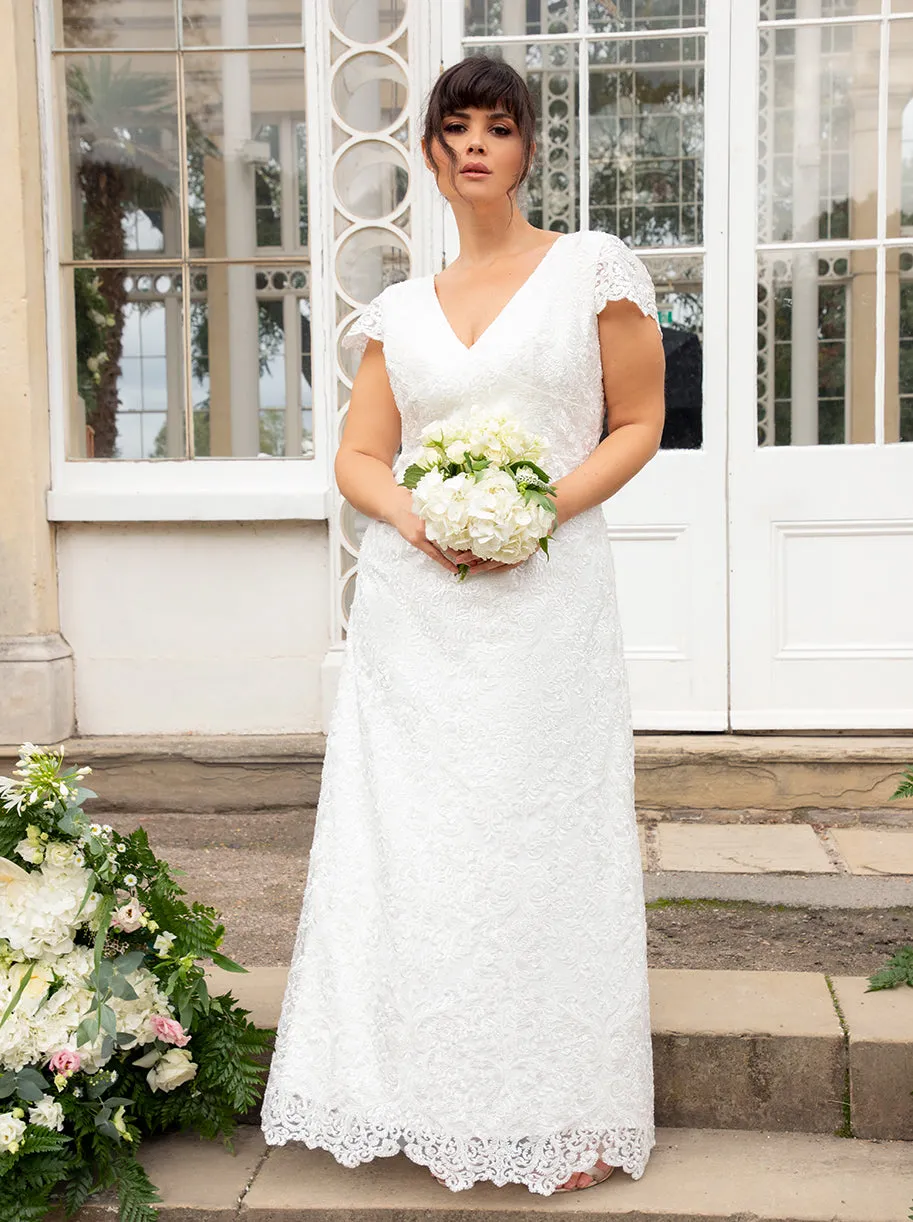 Plus Size Bridal Lace Maxi Wedding Dress in White sold by Chi Chi London product image thumbnail 4
