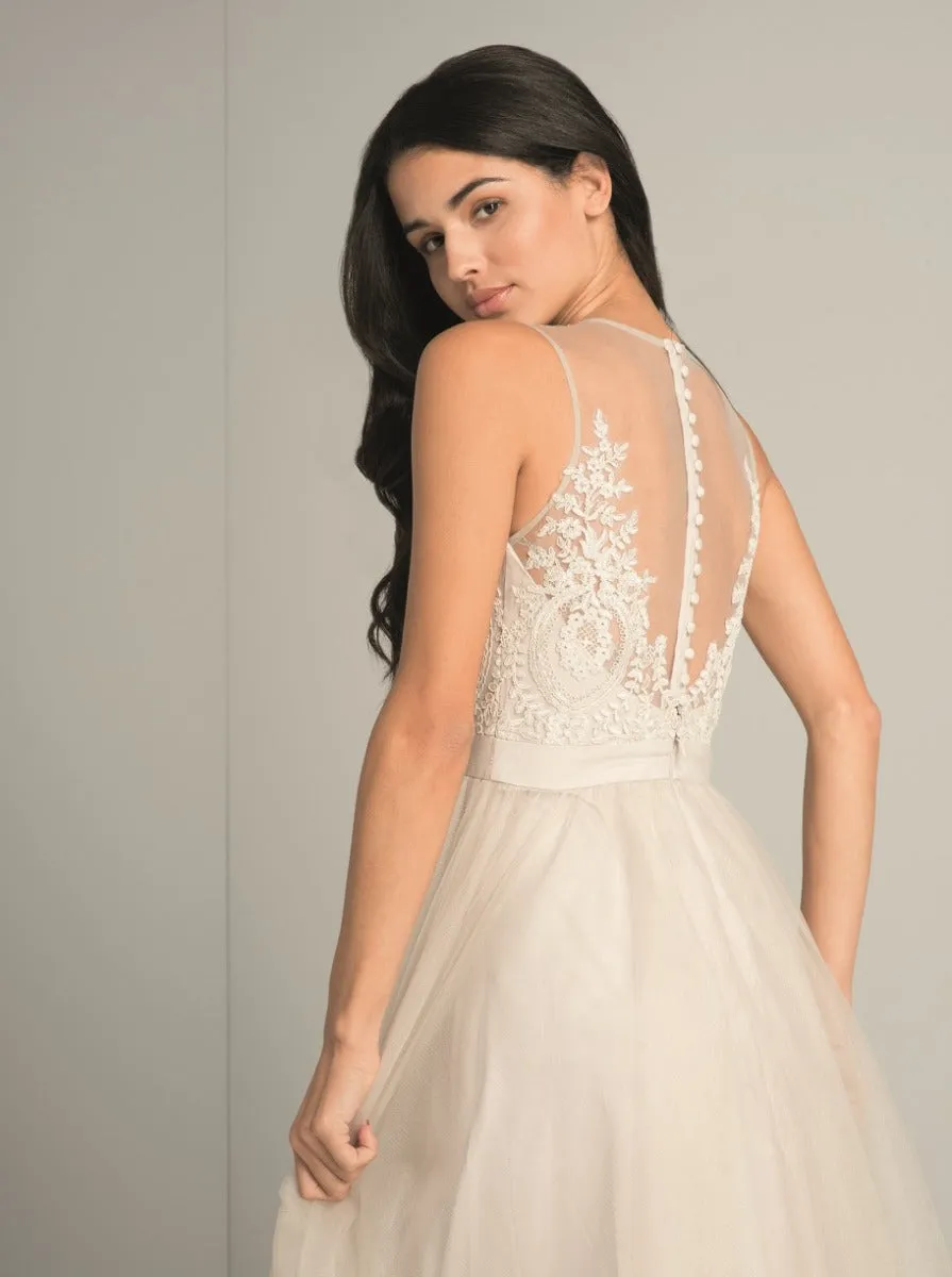 Embroidered Lace Tulle Midi Dress in Grey sold by Chi Chi London product image thumbnail 4