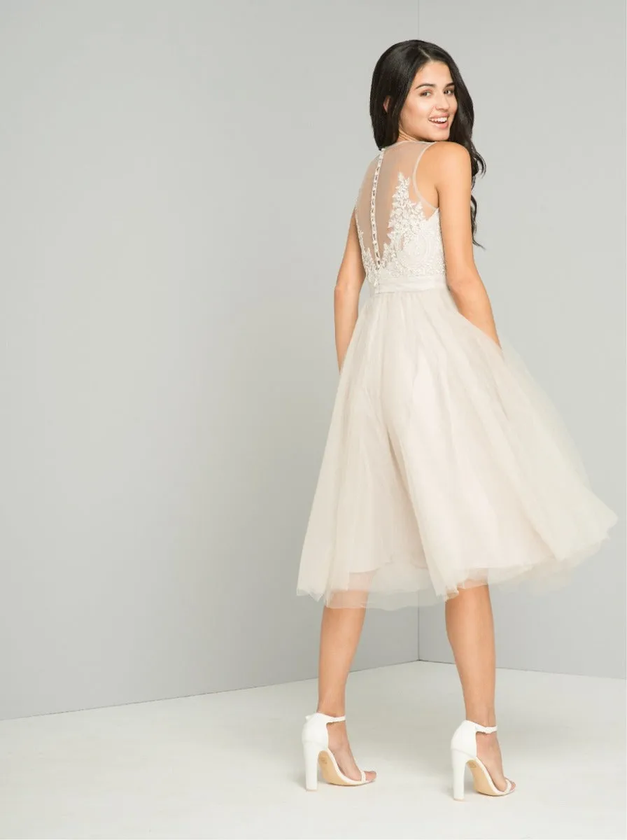 Embroidered Lace Tulle Midi Dress in Grey sold by Chi Chi London product image thumbnail 2