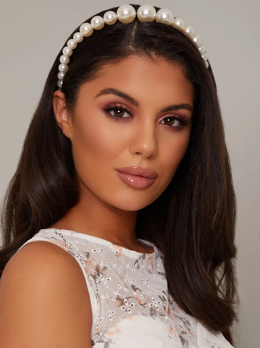 Faux Pearl Headband in Ivory sold by Chi Chi London product image thumbnail 2