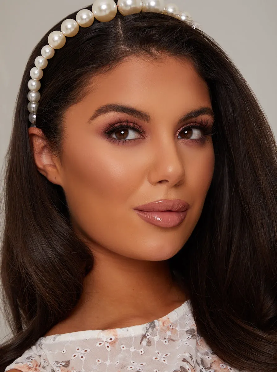 Faux Pearl Headband in Ivory sold by Chi Chi London product image thumbnail 3