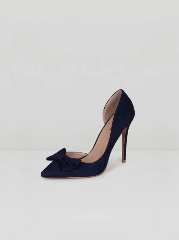 Bow Detail High Heel Court Shoe in Blue sold by Chi Chi London