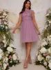 Lace Bodice Cut Out Midi Dress in Lilac sold by Chi Chi London