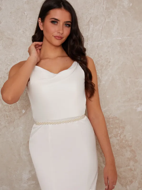 Bridal Embellished Diamante Belt With White Ribbon Fastening sold by Chi Chi London