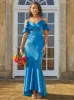 Satin Cami Strap Ruffle Detail Bodycon Dress in Teal sold by Chi Chi London