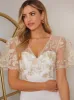 V Neck Embroidered Bodycon Dress in White sold by Chi Chi London