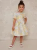 Girls Short Sleeve Floral Jacquard Midi Dress in Multi sold by Chi Chi London