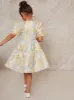 Girls Short Sleeve Floral Jacquard Midi Dress in Multi sold by Chi Chi London