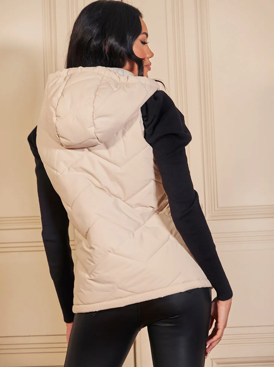 Quilted Puffer Gilet in Cream sold by Chi Chi London product image thumbnail 3