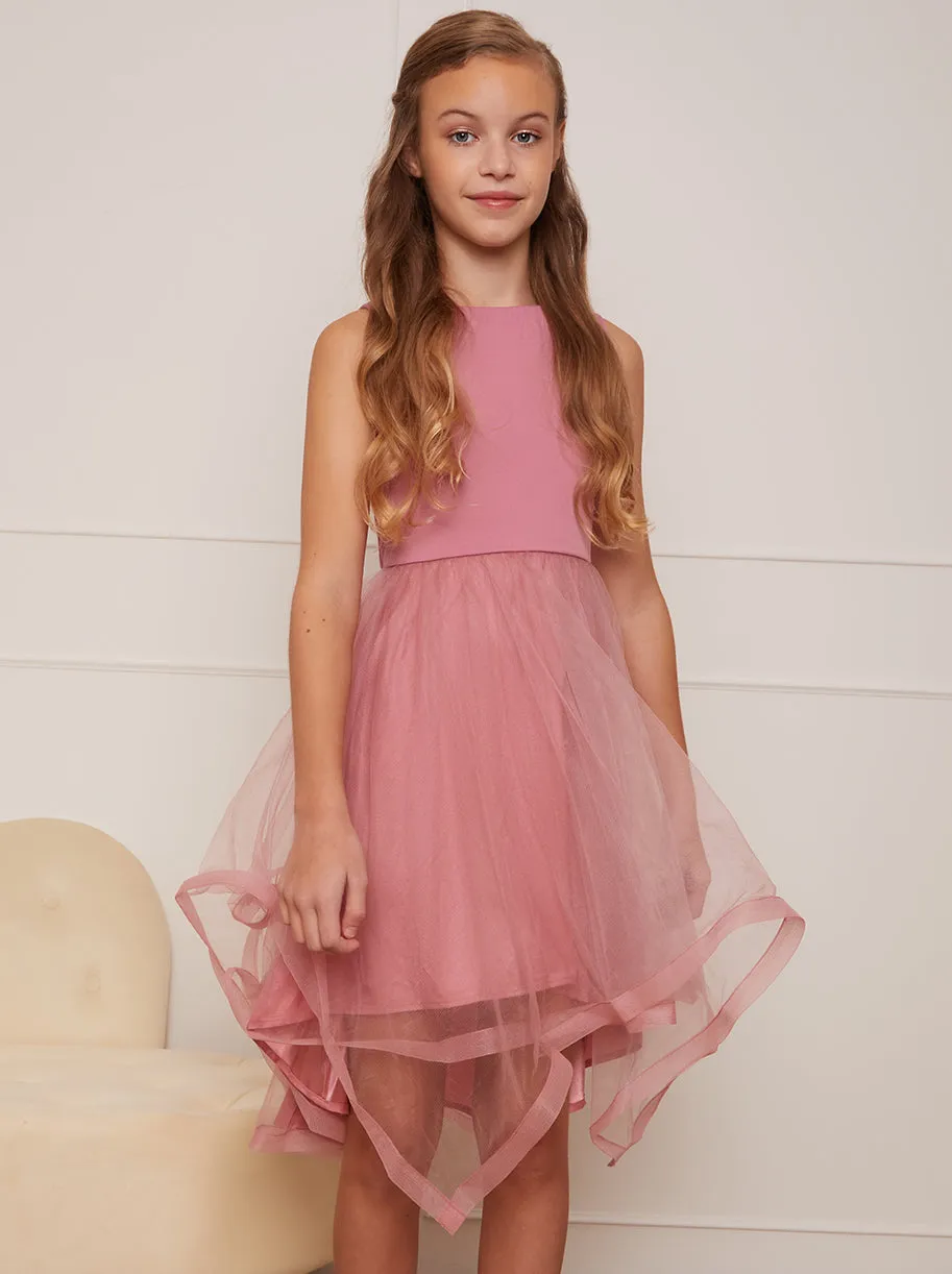 Older Girls Tulle Layered Midi Dress in Pink sold by Chi Chi London product image thumbnail 2