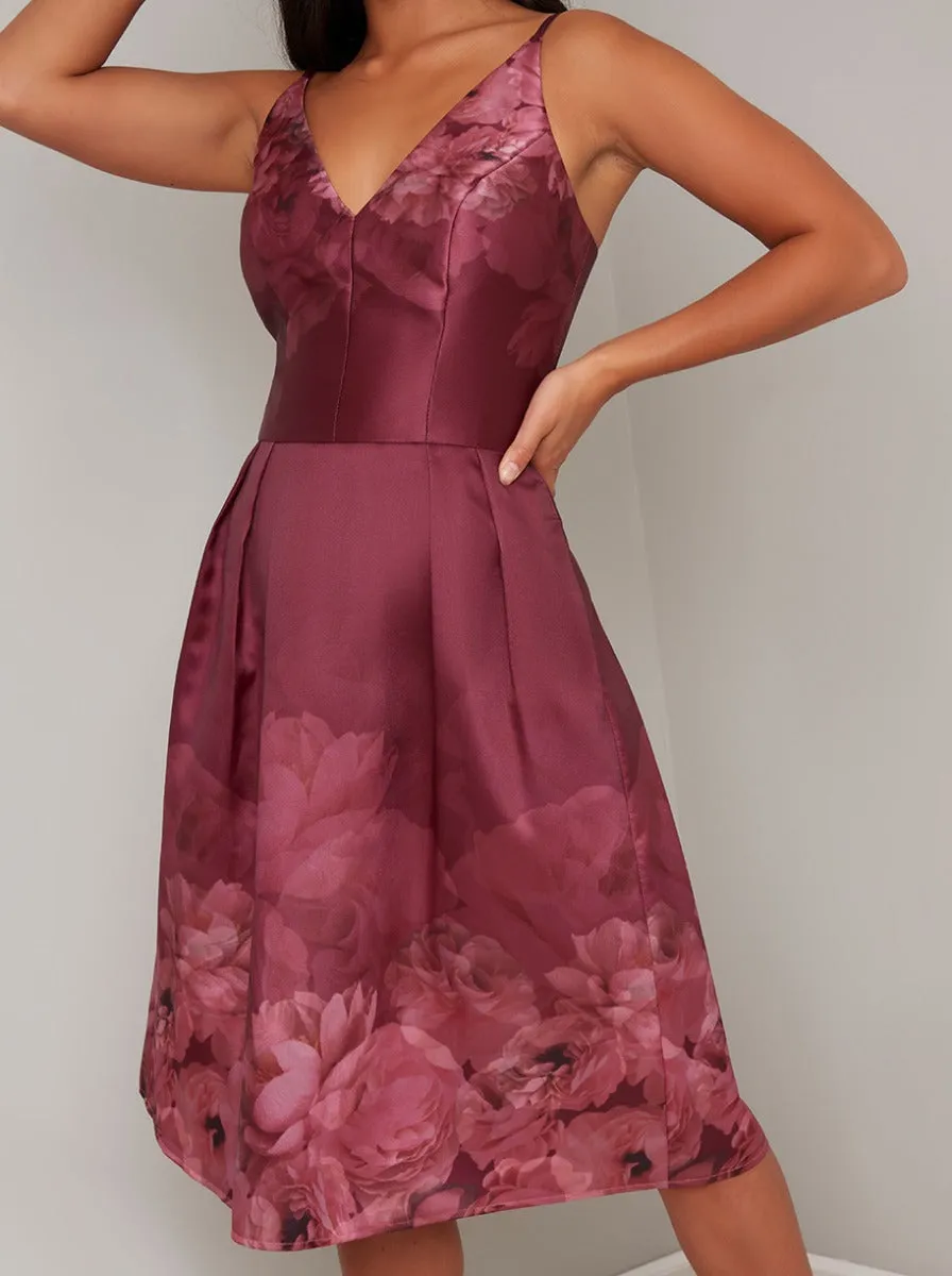 Petite Cami Strap Ombre Print Midi Dress in Red sold by Chi Chi London product image thumbnail 3